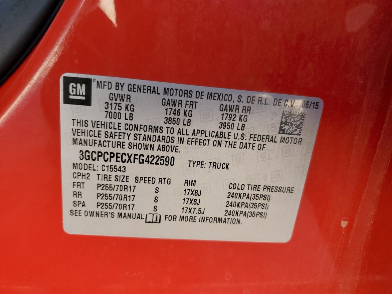 2015 Chevrolet Silverado VIN 3GCPCPECXFG422590 Copart auction photo, all over damage thumbnail 12