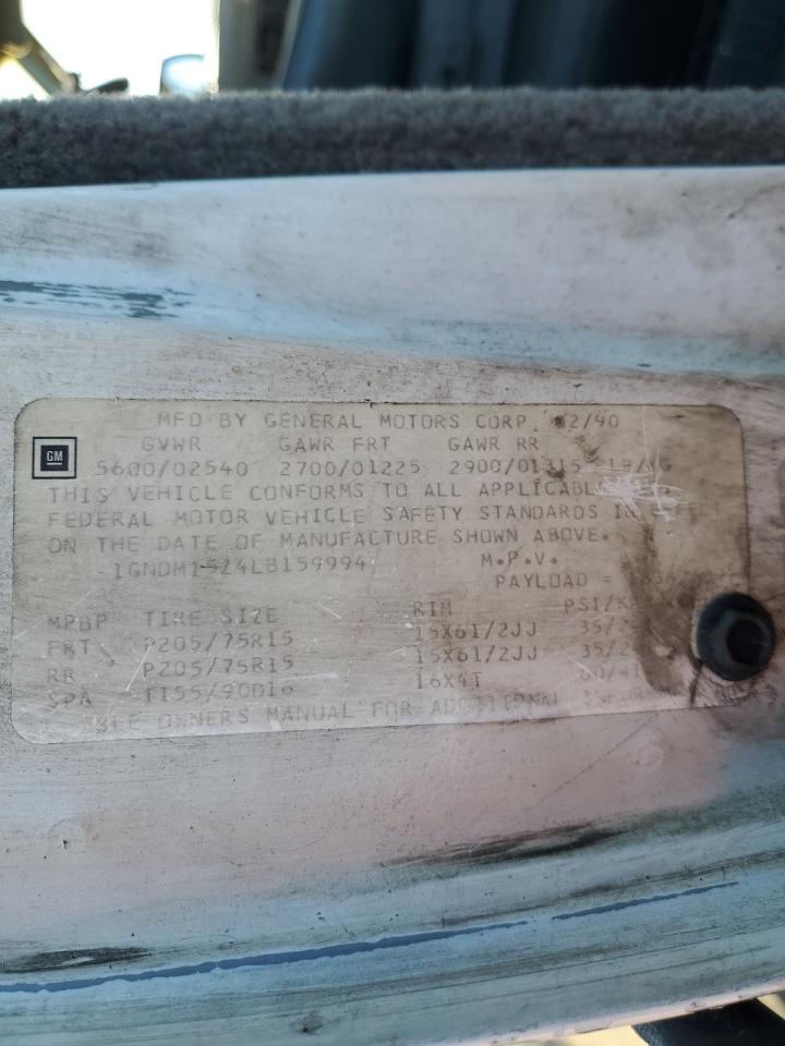 1990 Chevrolet Astro VIN 1GNDM15Z4LB159994 Copart auction photo, all over damage thumbnail 13