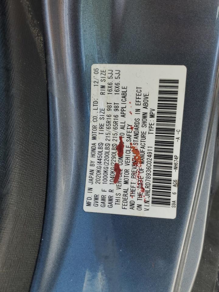2006 Honda CR-V VIN JHLRD78936C024911 Copart auction photo, front end / minor dent/scratches damage thumbnail 14