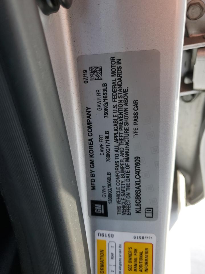 2020 Chevrolet Spark VIN KL8CB6SAXLC407609 Copart auction photo, front end damage thumbnail 12