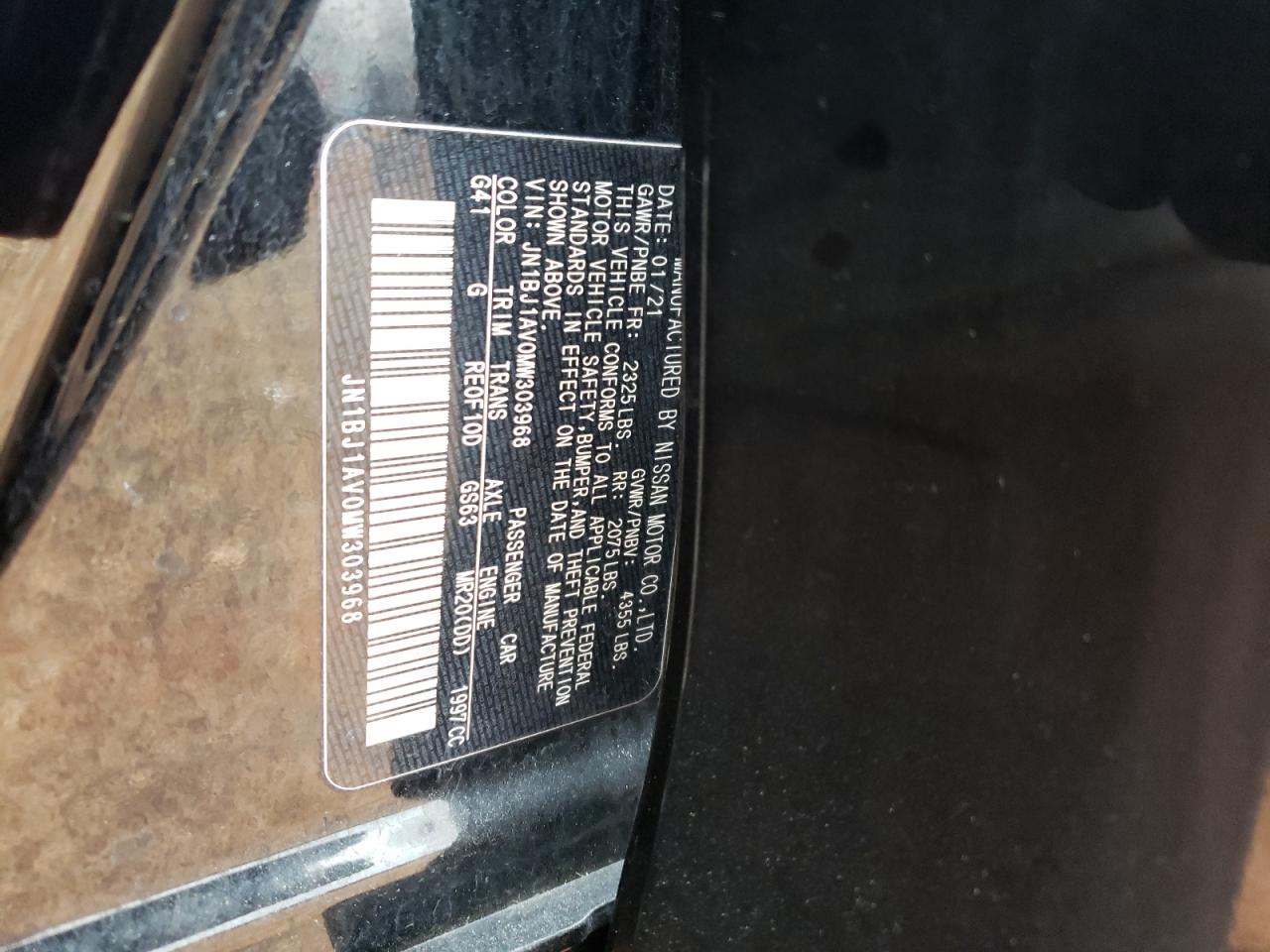 2021 Nissan Rogue VIN JN1BJ1AV0MW303968 Copart auction photo, front end damage thumbnail 13