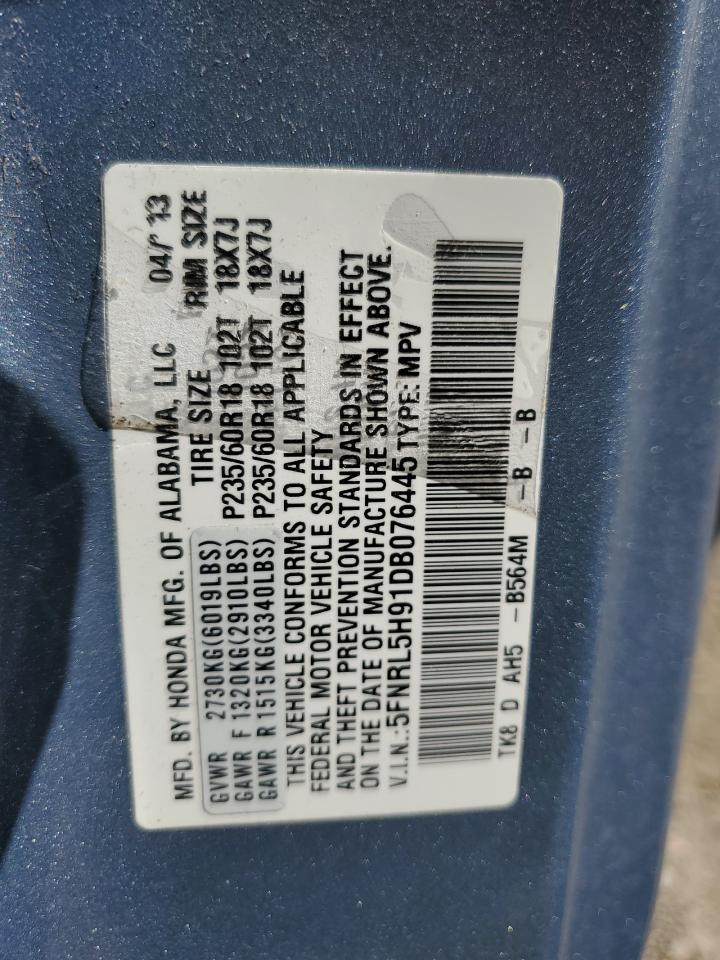 2013 Honda Odyssey VIN 5FNRL5H91DB076445 Copart auction photo, front end damage thumbnail 15