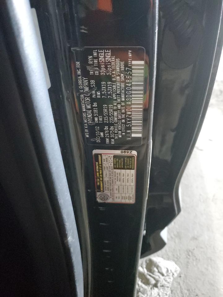 2013 Hyundai Santa Fe VIN 5XYZWDLA3DG048657 Copart auction photo, front end damage thumbnail 12