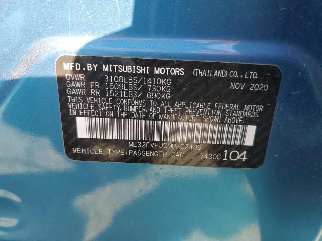 2021 Mitsubishi Mirage VIN ML32FVFJ0MHF02489 Copart auction photo, all over damage thumbnail 12