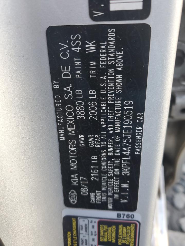 2018 KIA Forte VIN 3KPFL4A75JE190519 Copart auction photo, side damage thumbnail 12