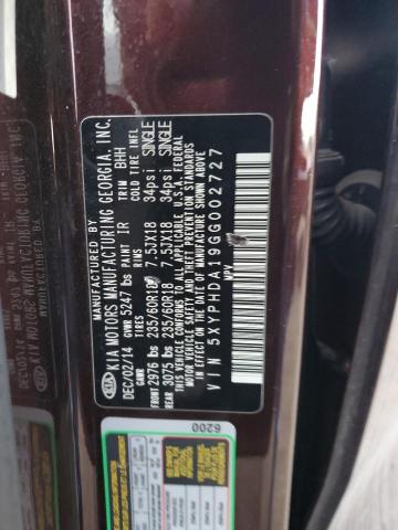 2016 KIA Sorento VIN 5XYPHDA19GG002727 Copart auction photo, front end / side damage thumbnail 13