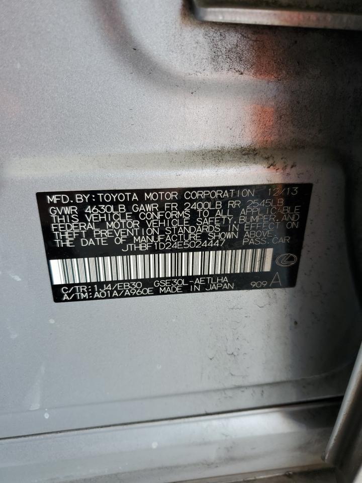 2014 Lexus IS VIN JTHBF1D24E5024447 Copart auction photo, rear end damage thumbnail 12