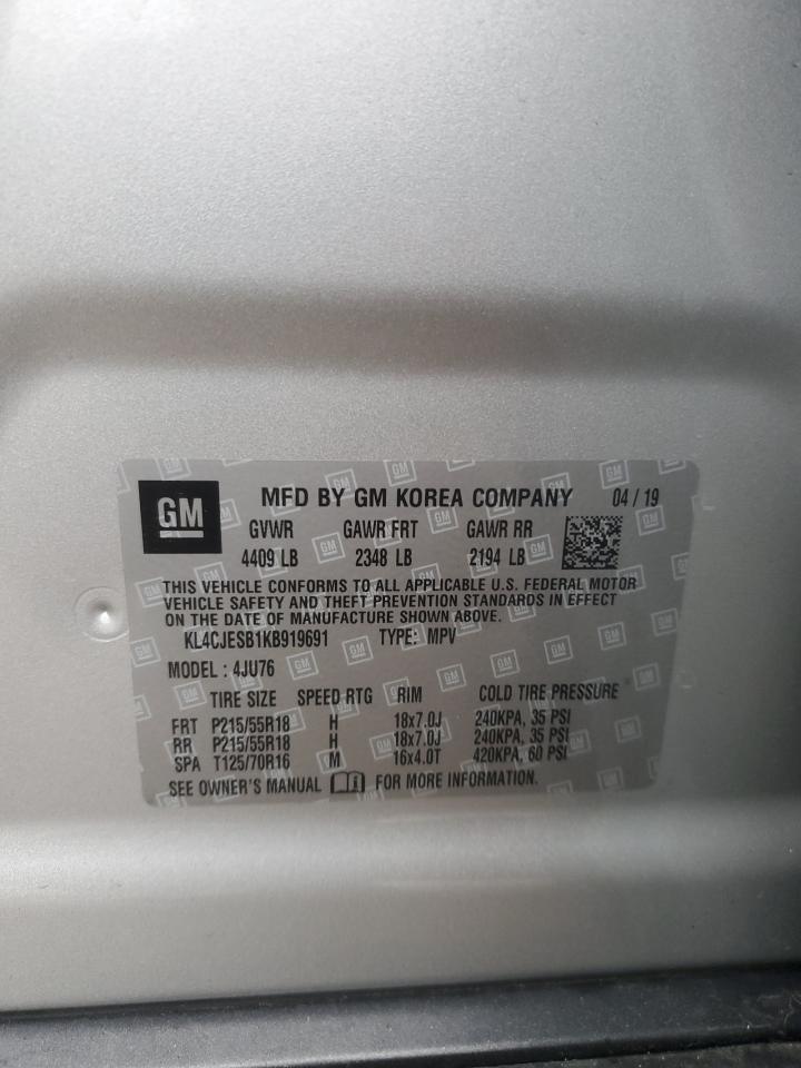 2019 Buick Encore VIN KL4CJESB1KB919691 Copart auction photo, front end / minor dent/scratches damage thumbnail 14