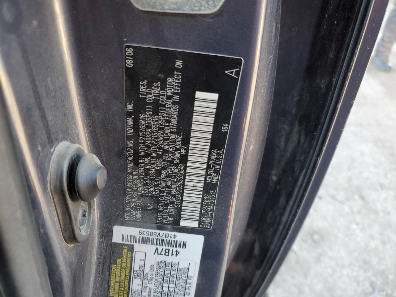 2006 Toyota Sienna VIN 5TDZA23C36S533648 Copart auction photo, front end / minor dent/scratches damage thumbnail 13