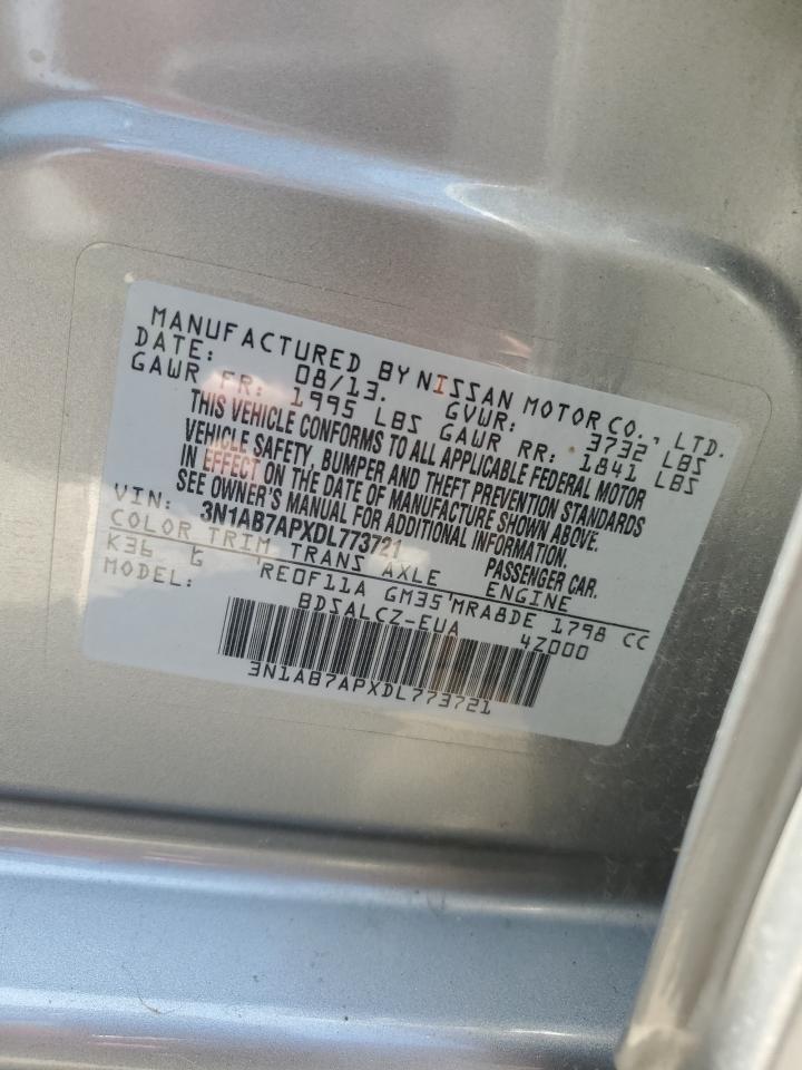 2013 Nissan Sentra VIN 3N1AB7APXDL773721 Copart auction photo, front end / minor dent/scratches damage thumbnail 14