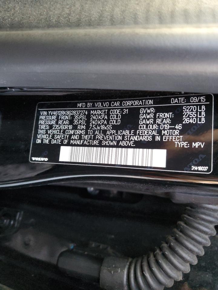 2016 Volvo XC60 VIN YV4612RK8G2837274 Copart auction photo, mechanical damage thumbnail 13