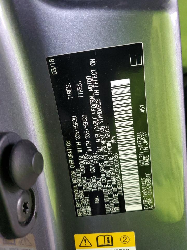 2018 Lexus RX VIN JTJGZKCA4J2005886 Copart auction photo, rear end / side damage thumbnail 13