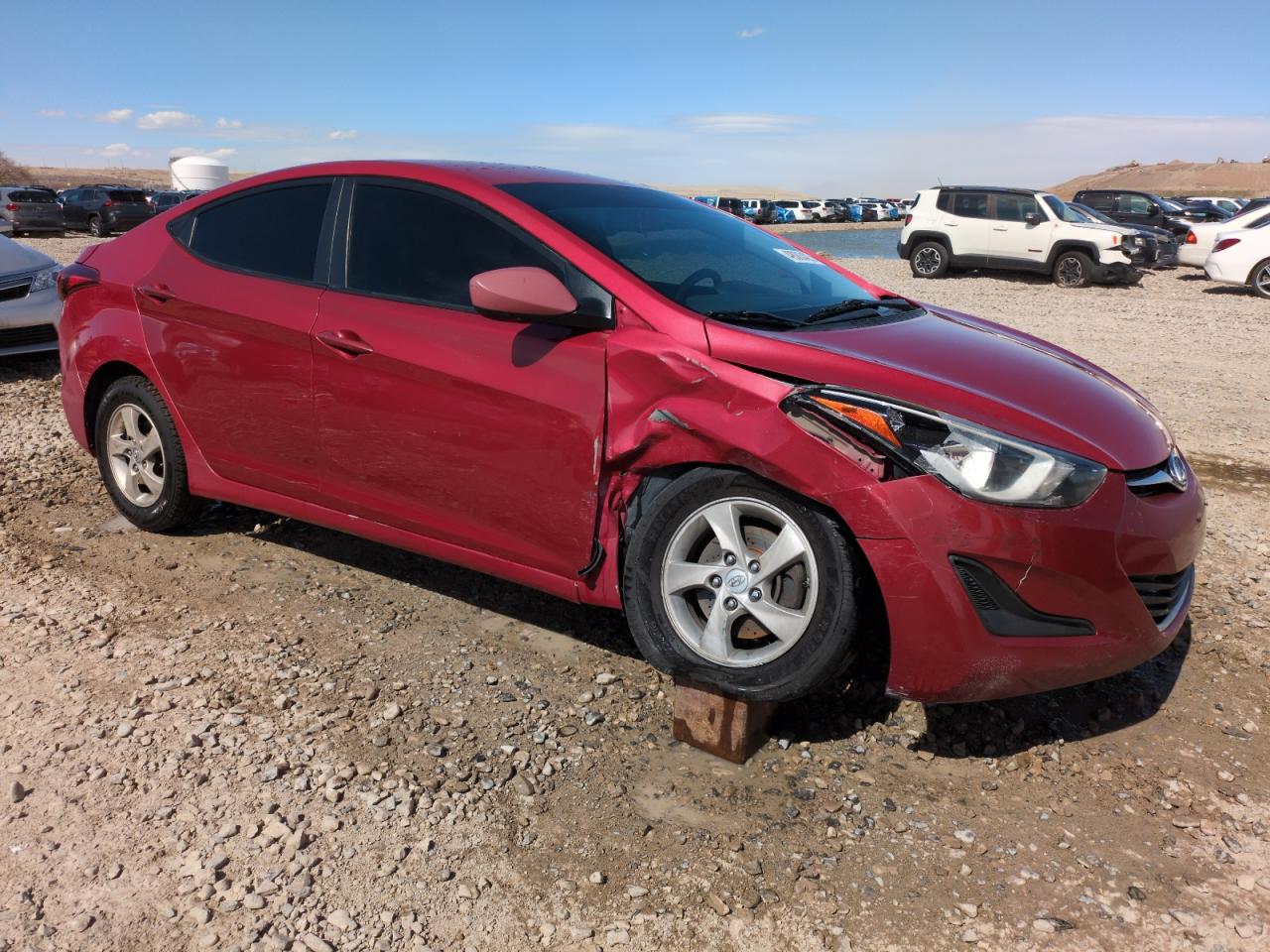 2014 Hyundai Elantra VIN KMHDH4AE0EU199283 Copart auction photo, front end / side damage thumbnail 4