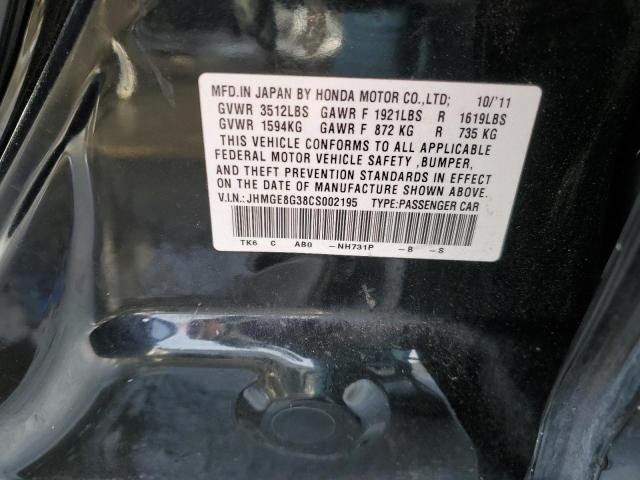 2012 Honda Fit VIN JHMGE8G38CS002195 Copart auction photo, front end / rear end damage thumbnail 12