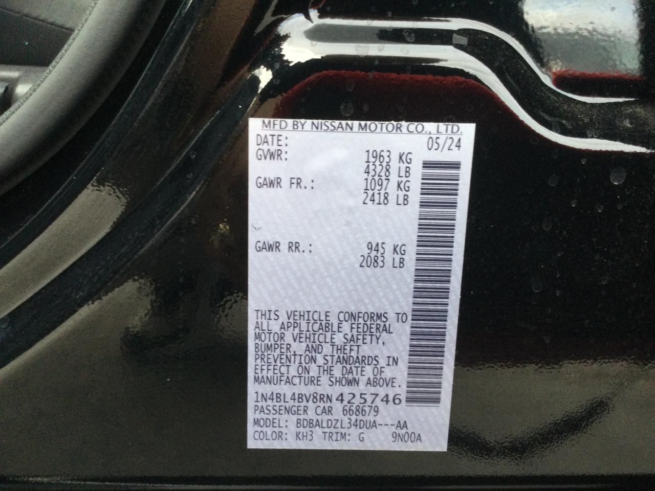 2024 Nissan Versa VIN 3N1CN8EV6RL917495 Copart auction photo, normal wear damage thumbnail 10