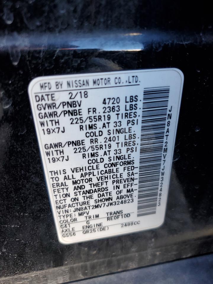 2018 Nissan Rogue VIN JN8AT2MV7JW324823 Copart auction photo, side / front end damage thumbnail 15