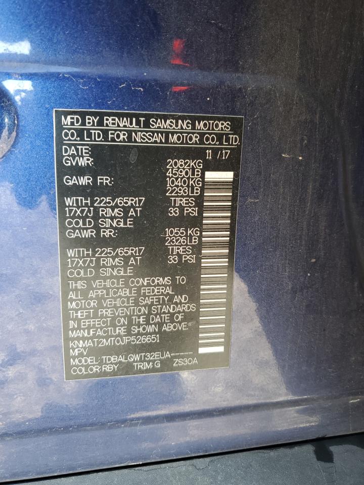 2018 Nissan Rogue VIN KNMAT2MT0JP526651 Copart auction photo, side damage thumbnail 15