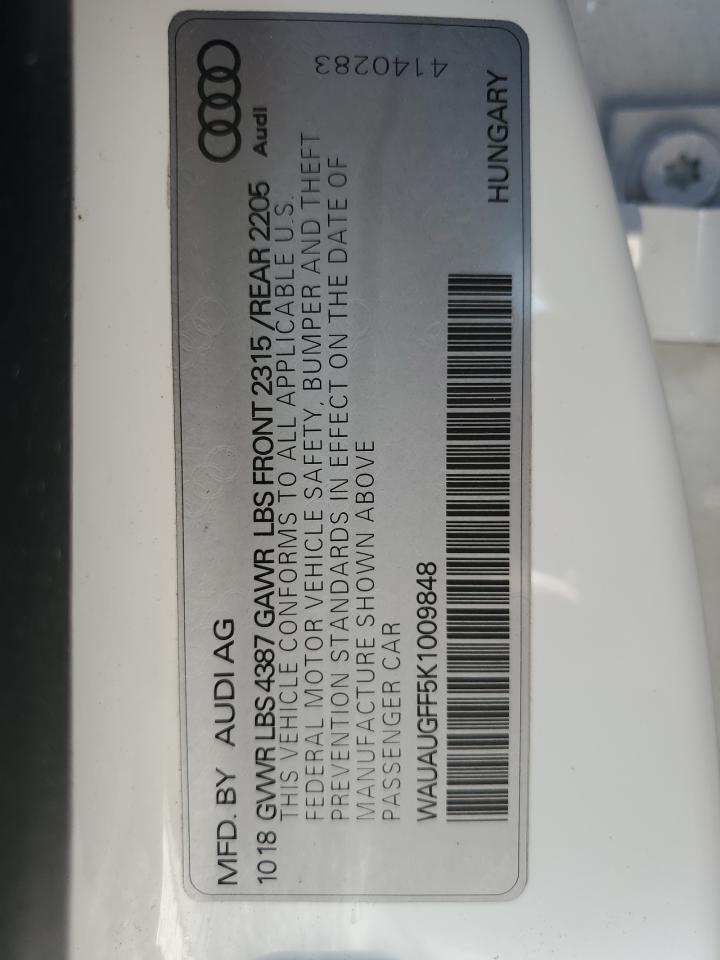 2019 Audi A3 VIN WAUAUGFF5K1009848 Copart auction photo, all over damage thumbnail 12