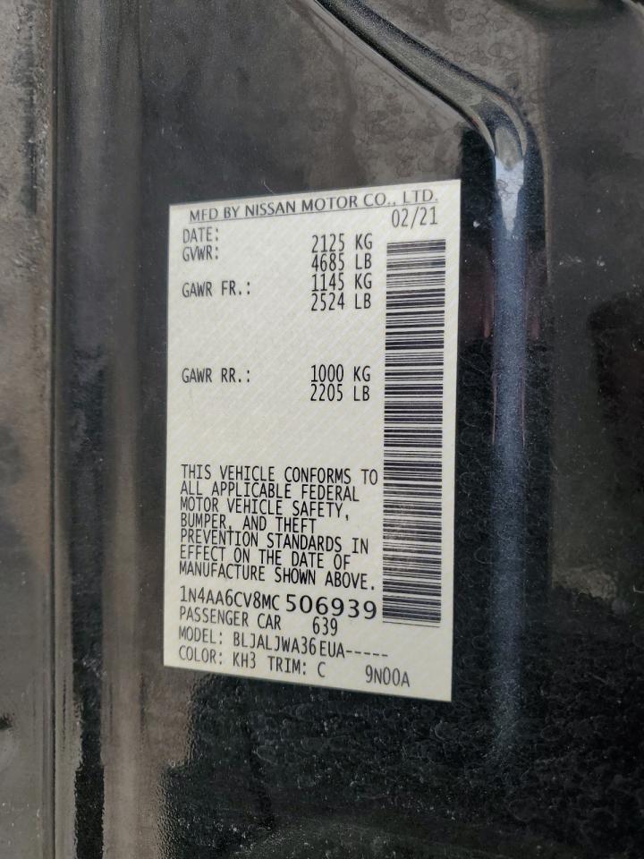 2021 Nissan Maxima VIN 1N4AA6CV8MC506939 Copart auction photo, front end / mechanical damage thumbnail 13