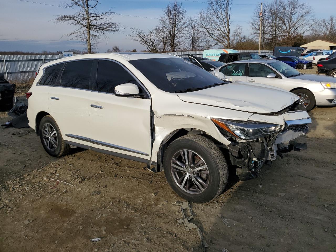 2019 Infiniti QX60 VIN 5N1DL0MM2KC559472 Copart auction photo, front end / side damage thumbnail 4