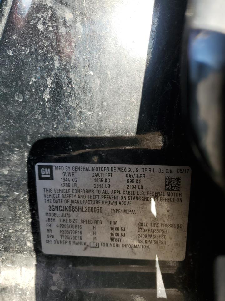 2017 Chevrolet Trax VIN 3GNCJKSB5HL260050 Copart auction photo, rear end damage thumbnail 12