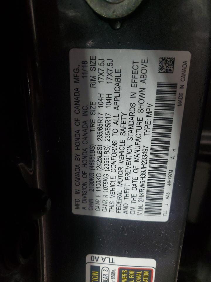 2018 Honda CR-V VIN 2HKRW6H39JH233497 Copart auction photo, front end damage thumbnail 14