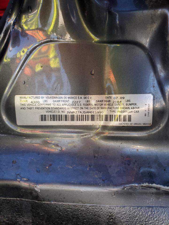 2010 Volkswagen Jetta VIN 3VWRZ7AJ5AM011990 Copart auction photo, all over damage thumbnail 13
