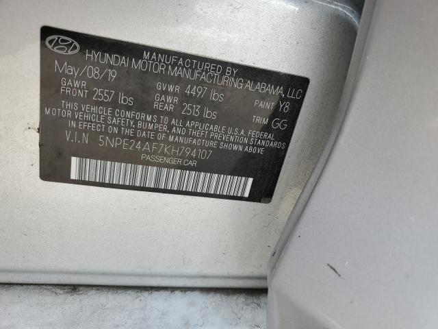 2019 Hyundai Sonata VIN 5NPE24AF7KH794107 Copart auction photo, side / minor dent/scratches damage thumbnail 13