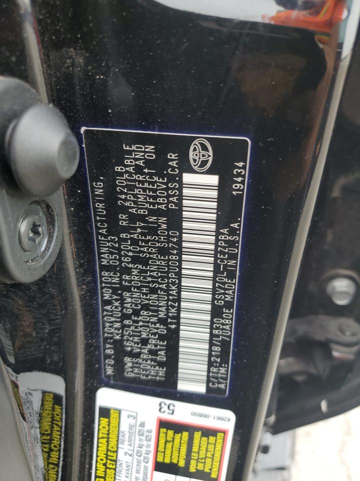 2023 Toyota Camry VIN 4T1KZ1AK3PU084740 Copart auction photo, front end / side damage thumbnail 12