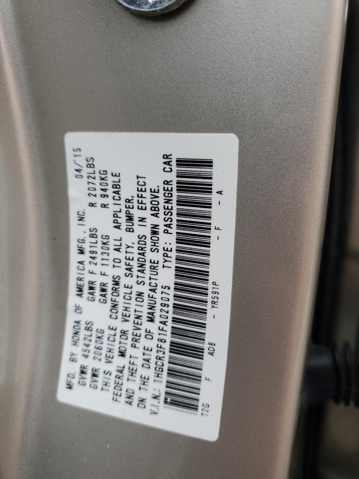2015 Honda Accord VIN 1HGCR3F81FA029075 Copart auction photo, front end damage thumbnail 14
