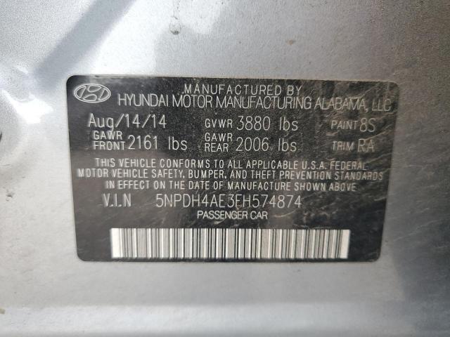 2015 Hyundai Elantra VIN 5NPDH4AE3FH574874 Copart auction photo, rear end / front end damage thumbnail 12