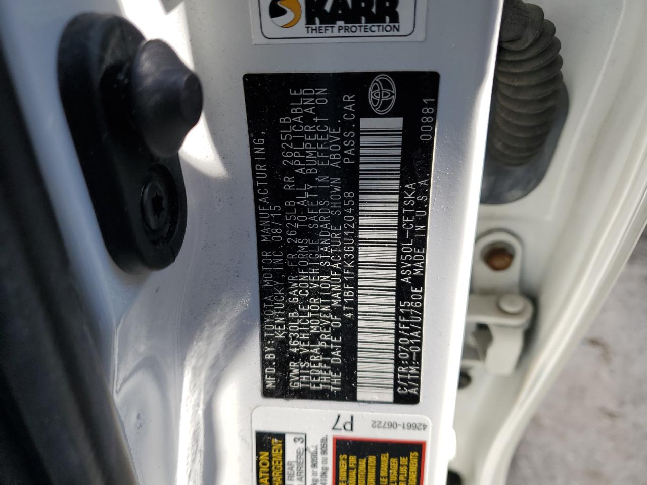 2016 Toyota Camry VIN 4T1BF1FK3GU120458 Copart auction photo, front end damage thumbnail 14