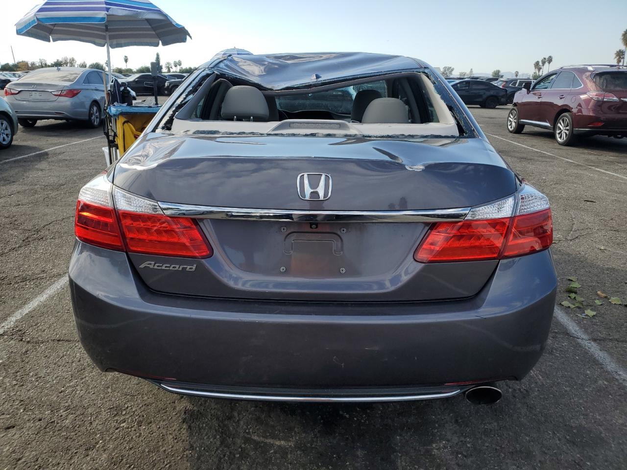 2015 Honda Accord VIN 1HGCR2F8XFA107430 Copart auction photo, top/roof damage thumbnail 6