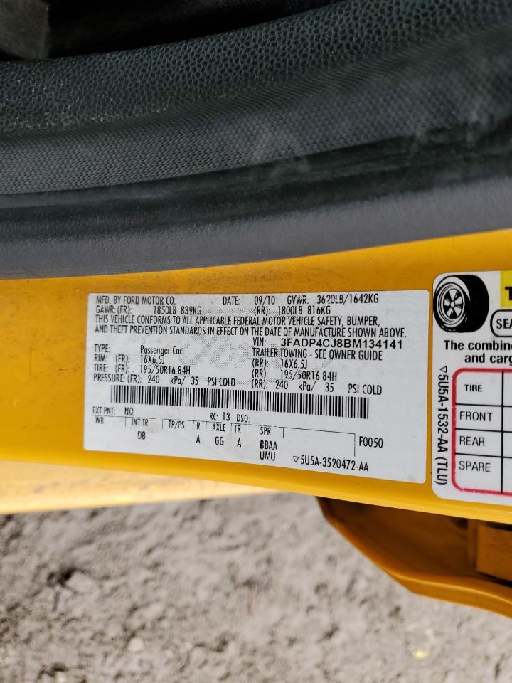 2011 Ford Fiesta VIN 3FADP4CJ8BM134141 Copart auction photo, rear end / mechanical damage thumbnail 12