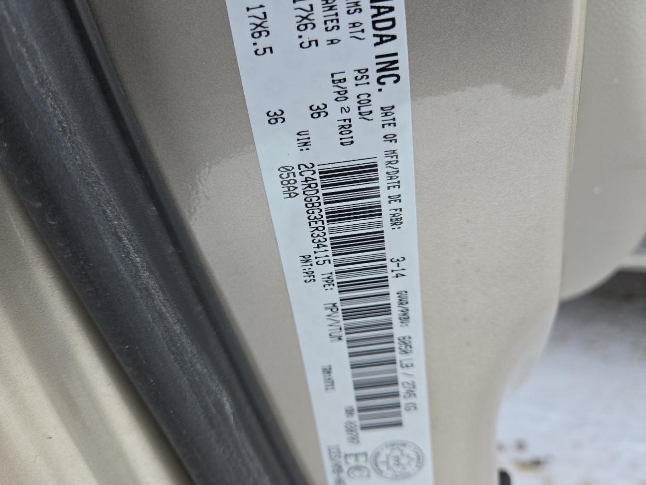 2014 Dodge Caravan VIN 2C4RDGBG3ER334115 Copart auction photo, front end damage thumbnail 13