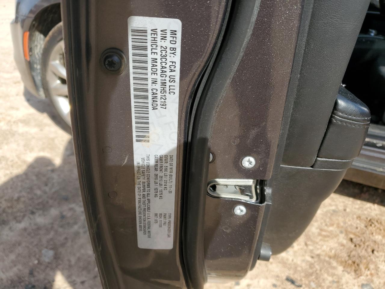 2021 Chrysler 300 VIN 2C3CCAAG1MH512197 Copart auction photo, rear end damage thumbnail 14