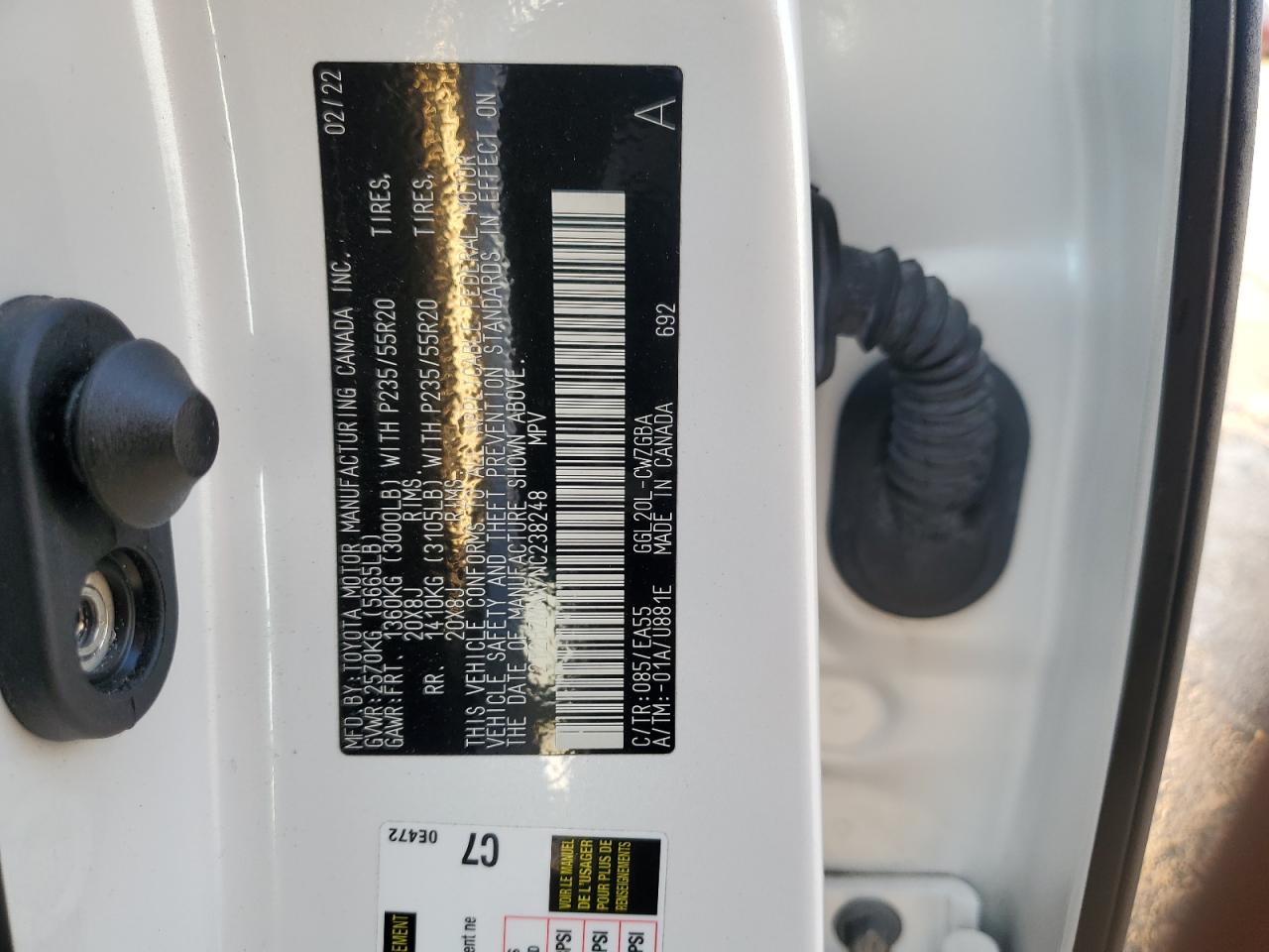 2022 Lexus RX VIN 2T2HZMAA7NC238248 Copart auction photo, front end damage thumbnail 14