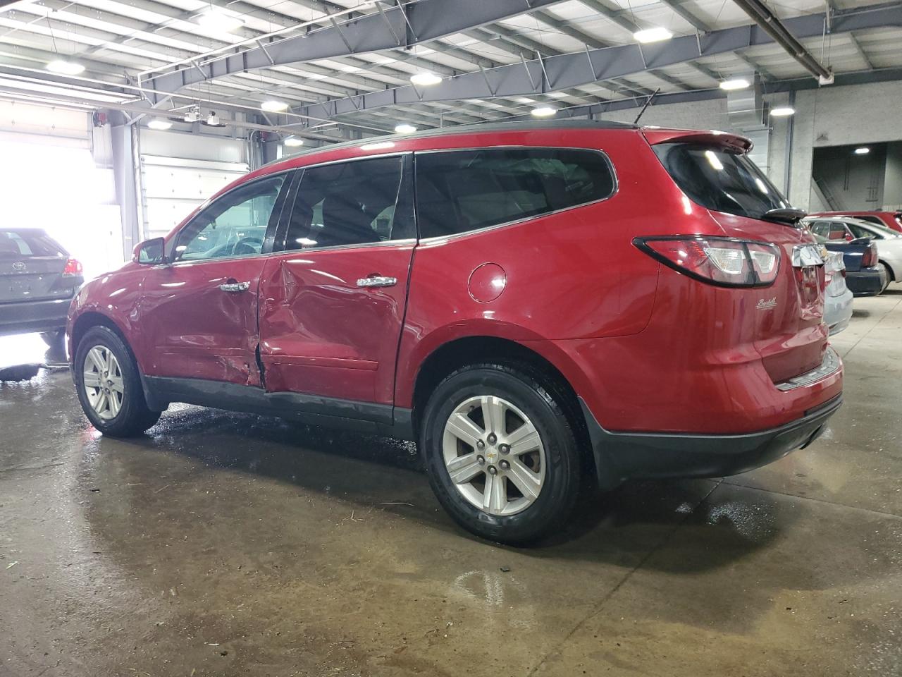 2014 Chevrolet Traverse VIN 1GNKVGKD8EJ160946 Copart auction photo, side / front end damage thumbnail 2