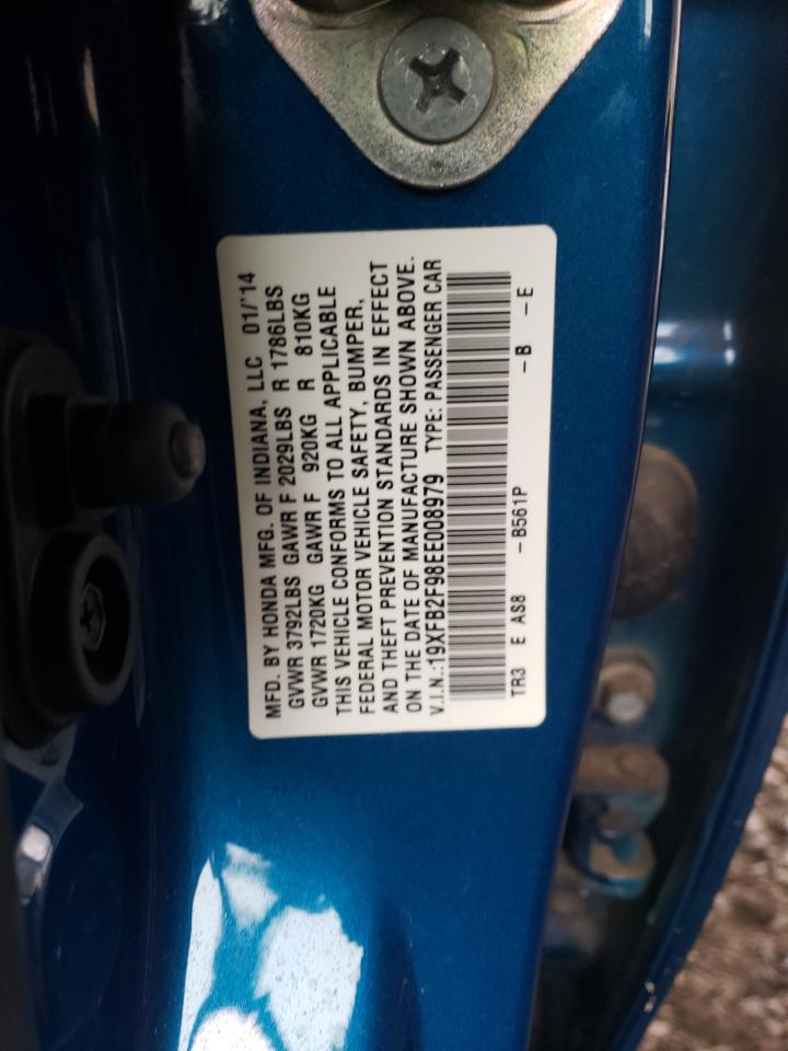2014 Honda Civic VIN 19XFB2F98EE008979 Copart auction photo, rear end damage thumbnail 12