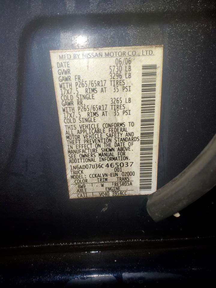 2006 Nissan Navara (Frontier) VIN 1N6AD07U36C465037 Copart auction photo, all over damage thumbnail 14