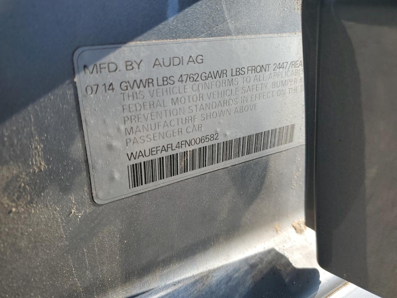 2015 Audi A4 VIN WAUEFAFL4FN006582 Copart auction photo, burn damage thumbnail 12