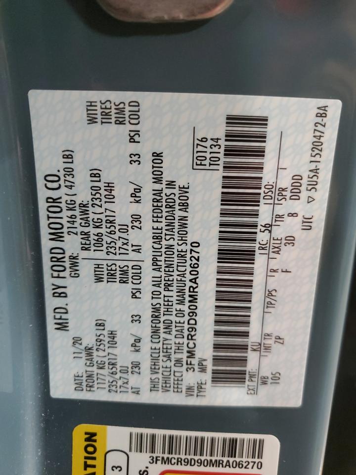 2021 Ford Bronco VIN 3FMCR9D90MRA06270 Copart auction photo, all over damage thumbnail 14