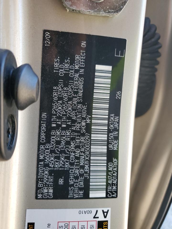 2010 Lexus GX VIN JTJBM7FX2A5003297 Copart auction photo, front end damage thumbnail 14