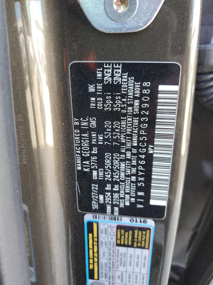2023 KIA Telluride VIN 5XYP64GC5PG329088 Copart auction photo, water/flood damage thumbnail 14