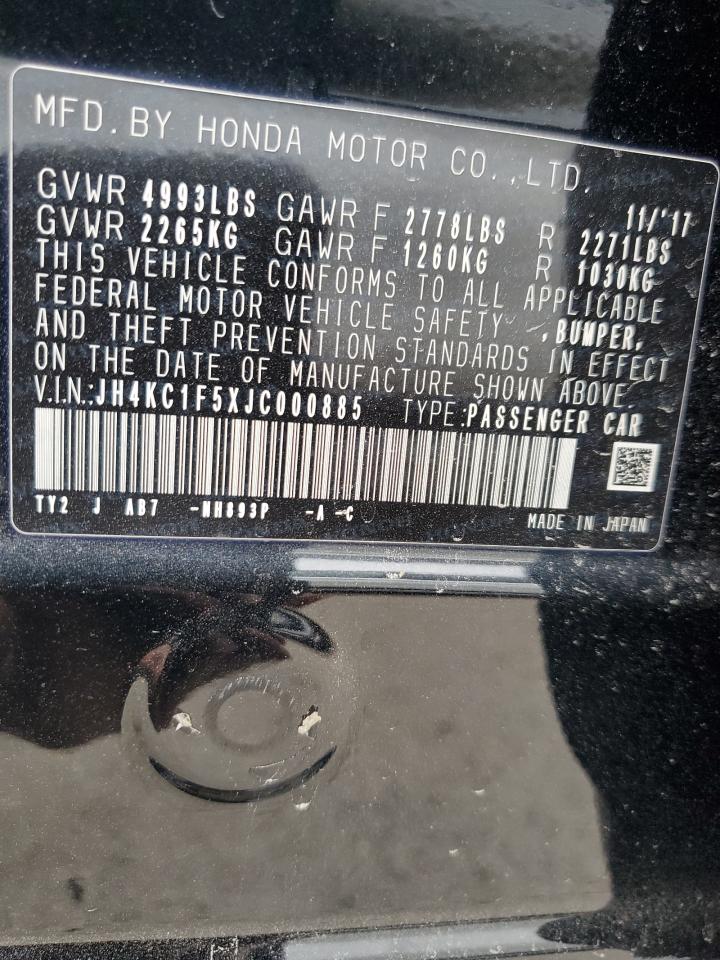 2018 Acura RLX VIN JH4KC1F5XJC000885 Copart auction photo, all over damage thumbnail 12