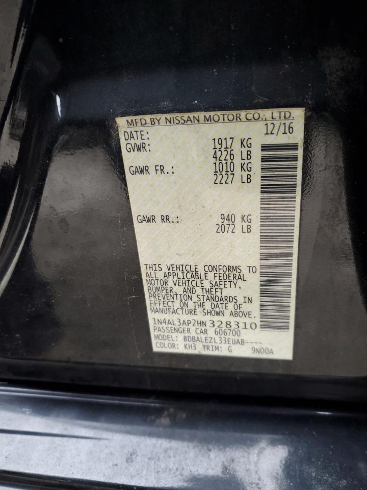 2017 Nissan Altima VIN 1N4AL3AP2HN328310 Copart auction photo, front end damage thumbnail 12