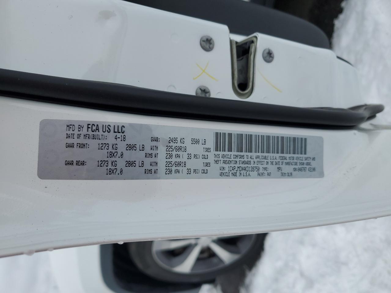 2019 Jeep Grand Cherokee VIN 1C4PJMDX4KD139750 Copart auction photo, rear end damage thumbnail 14