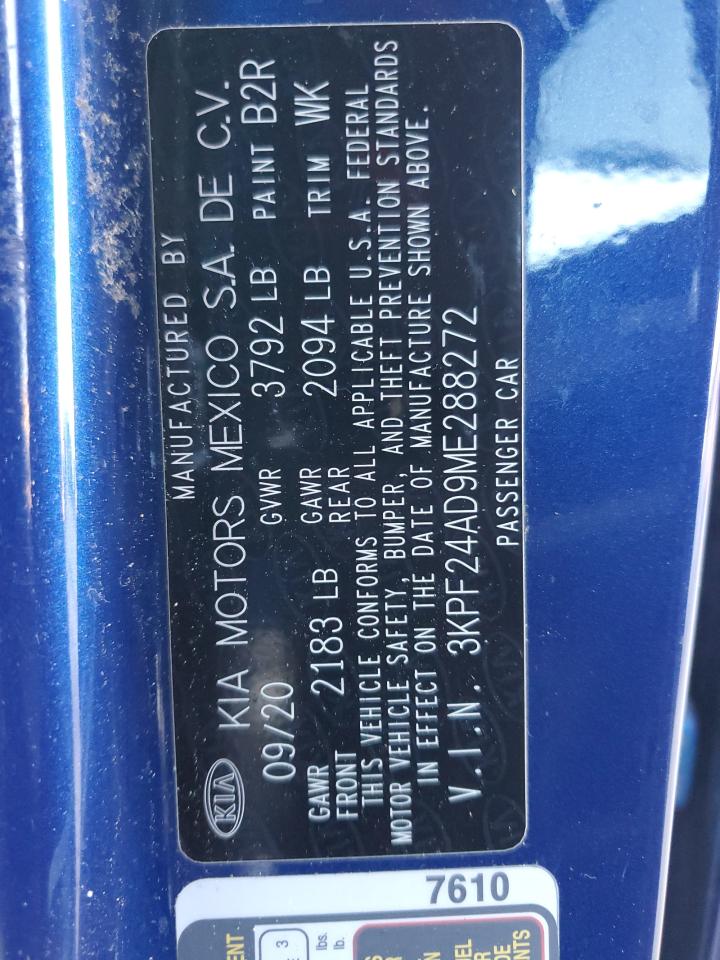 2021 KIA Forte VIN 3KPF24AD9ME288272 Copart auction photo, rear end damage thumbnail 12