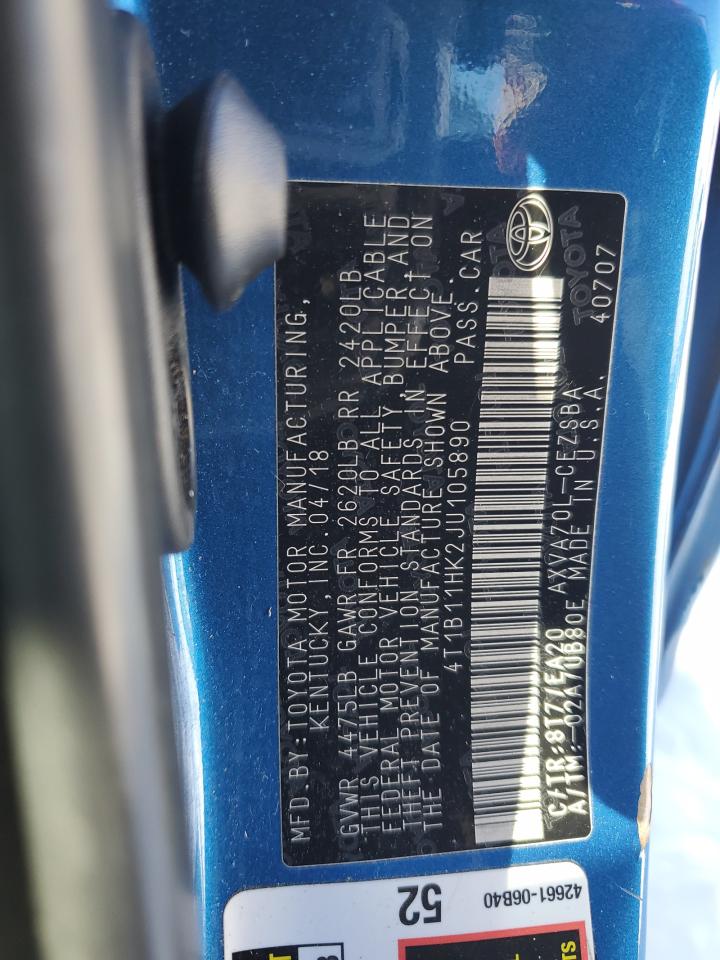 2018 Toyota Camry VIN 4T1B11HK2JU105890 Copart auction photo, side damage thumbnail 12