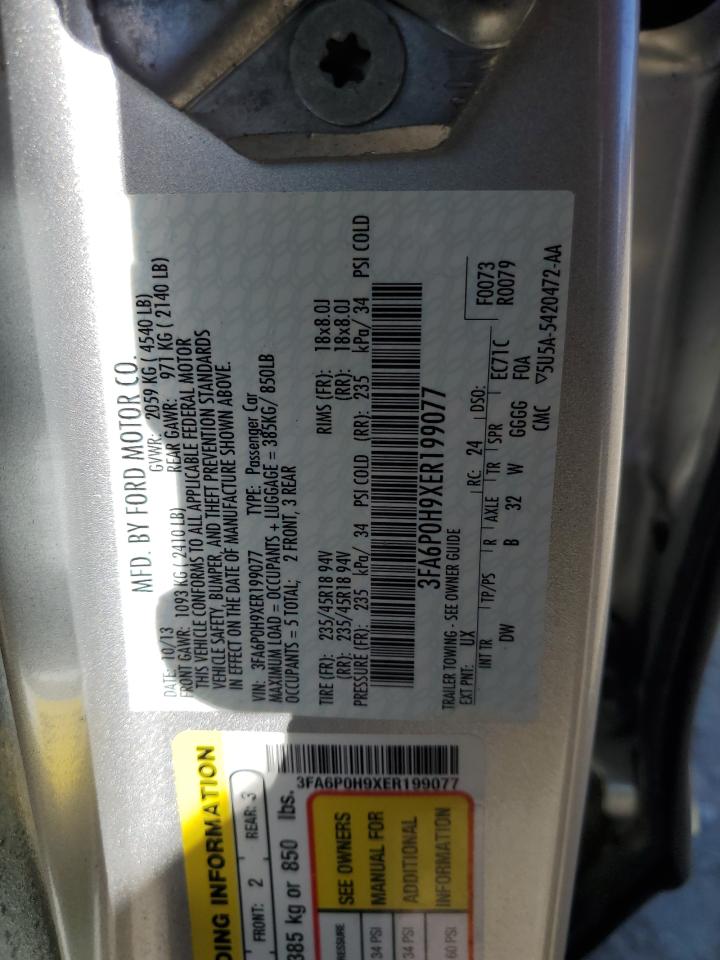 2014 Ford Fusion VIN 3FA6P0H9XER199077 Copart auction photo, rear end damage thumbnail 12